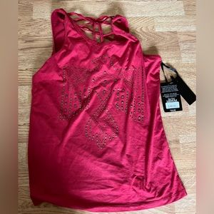 Cowgirl tuff suede red tank top